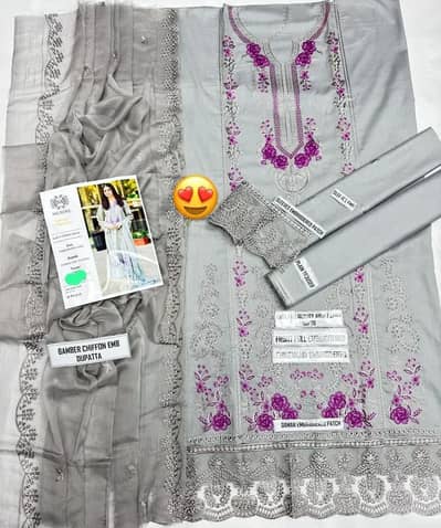 3 pice women's unsititched emaborded suit