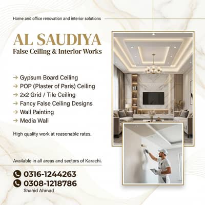 POP Ceiling, Media Wall Design, Chenoti Style Fall Ceiling Services