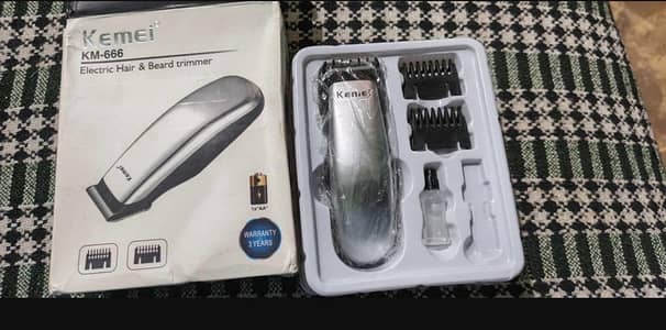 Rechargeable Men's Hair & Beard Trimmer KM-666 Stainless Steel