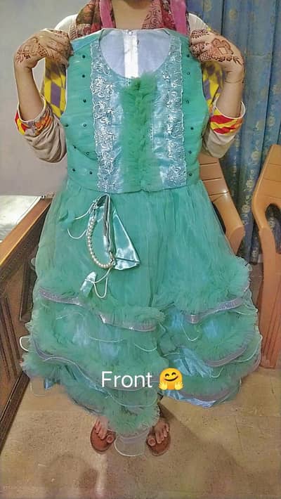 Stylish Sea Green Fancy Frock for Girls – Party Wear / Eid Dress