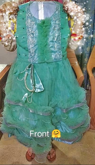 Stylish Sea Green Fancy Frock for Girls – Party Wear / Eid Dress