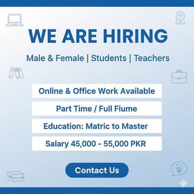 Hiring Male & Female Staff – Online & Office Work Available