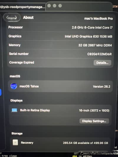 Macbook Pro i7 2019 16 inches 32 gb 512 gb