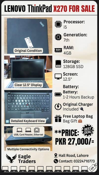 Lenovo X270 Laptop / Processor i5 Processor i5 Generation 7