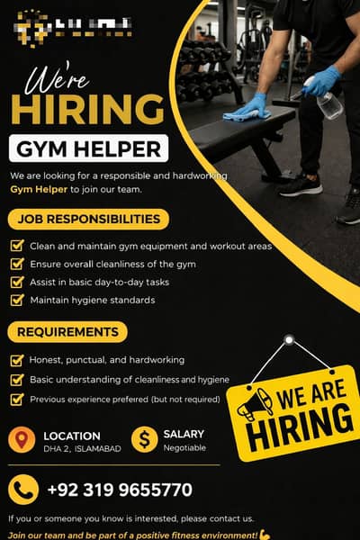 Helper Required For Gym