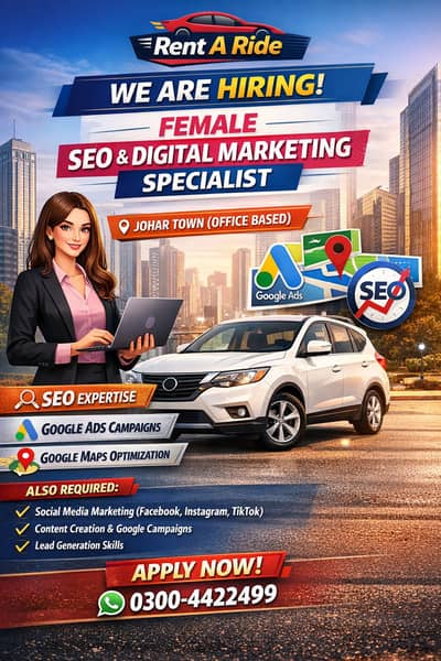 Female SEO & Google Ads Expert Required – Johar Town