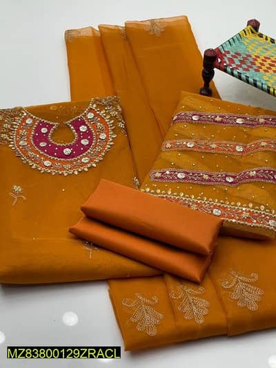 Fancy Organza Women Suit – Orange Party Wear