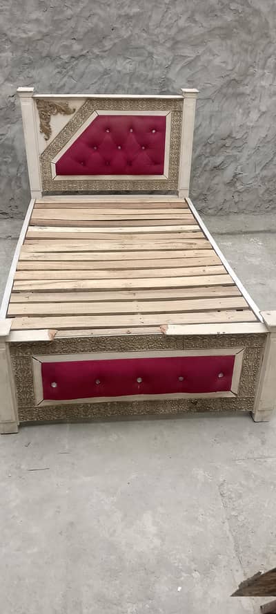 Used Wooden Bed with Cushion Headboard – Strong & Stylish