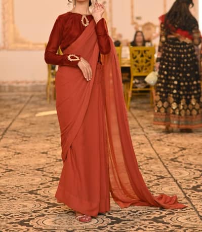 Chiffon Saree with Velvet Blouse