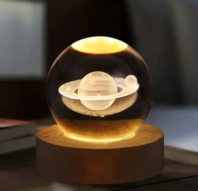 Golden 3D Crystal Ball Night Lamp USB Rechargeable