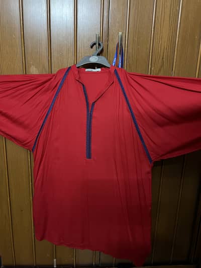Small size red khadi kurti