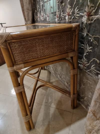 Elegant Vintage Cane Console Table Set