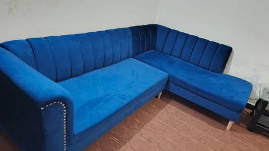 L shape valvet sofa