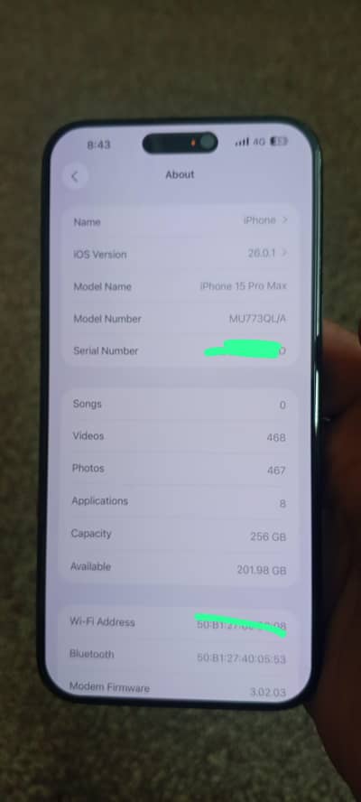I phone 15 Pro Max Non factory unlock  256
