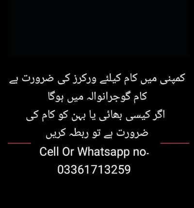 we need male And Female Staff