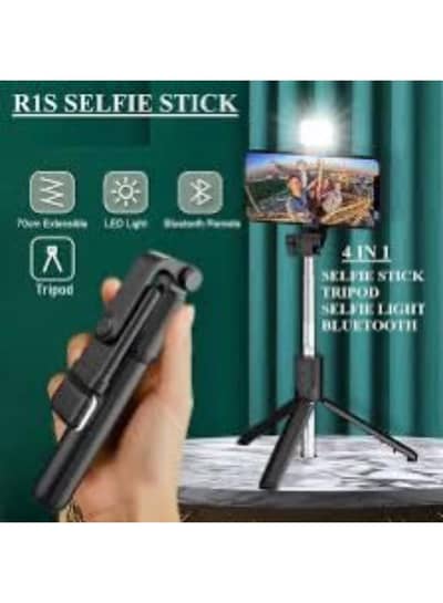Bluetooth selfie stick with LED light & tripod
