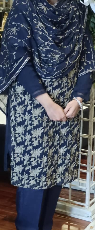 3 piece party wear Navy blue 