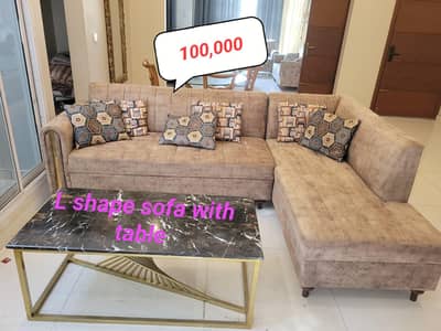 L Shape Sofa Set with Table – Modern Design