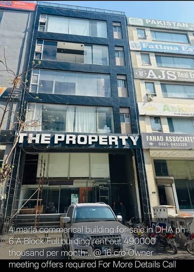 4 MARLA COMMERCIAL BUILDING IS AVAILABLE IN DHA TOP LOCATION FOR COMMERCIAL PURPOSE.