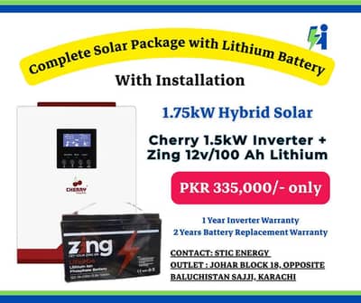 1.5kW Solar + 1.2kW Lithium Package with Installation