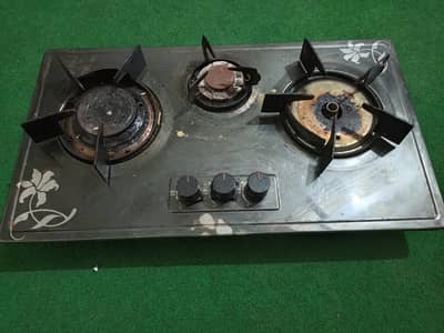 3 Burner Stainless Steel STOVE With Heat Protector