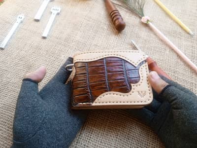 Handcrafted Premium Quality Genuine Leather Crocodile, Veg Tan Leather