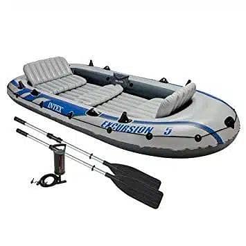 Intex Excursion 5, 5-Person Inflatable Boat Set with Aluminum Oars and