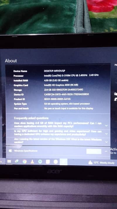 Acer (Aspire E1-571) i3 core