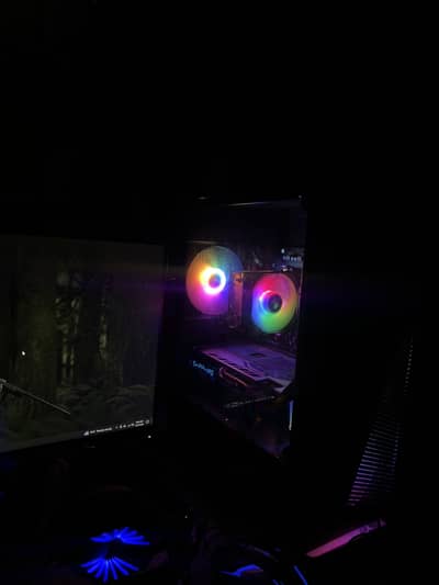 GAMING PC WITH MONITOR MOUSE HEADSET CABLES AND HARD DRIVES WITH GAMES