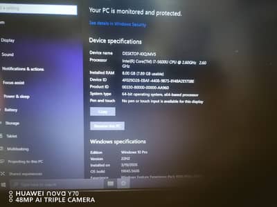 E7250 LAPTOP  :i7 5th gen,8GB RAM,456 GB SSD, HD 5500