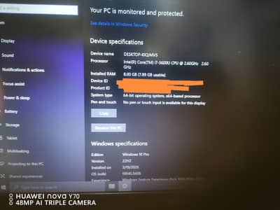 E7250 LAPTOP  :i7 5th gen,8GB RAM,456 GB SSD, HD 5500