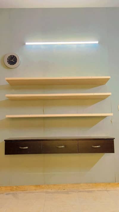 Wooden Floating Shelves With Drawers