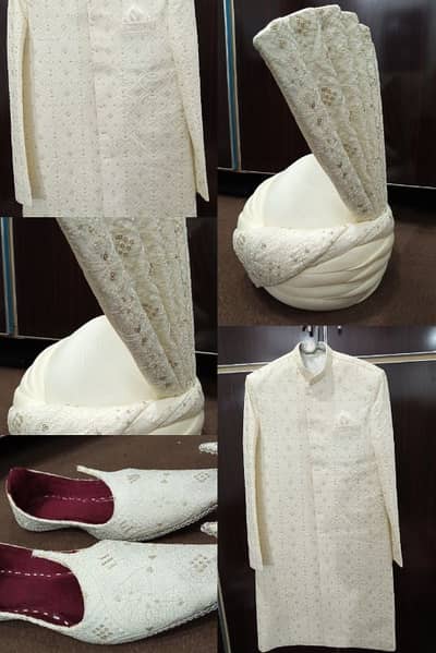 Sherwani with turban and khussa