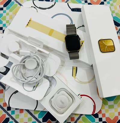 Apple Watch Series 9 45mm Stainless Steel Gold – with Box & Charger