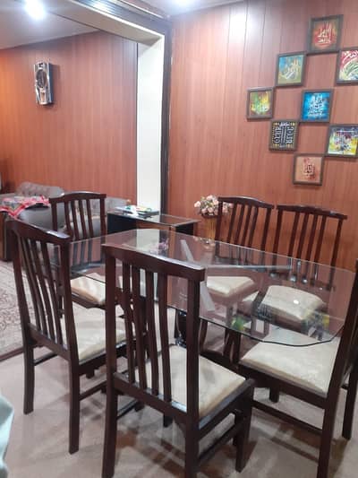 Dinning Table with 6 Dinning Chairs Lacquer Polish Sheesham Wood