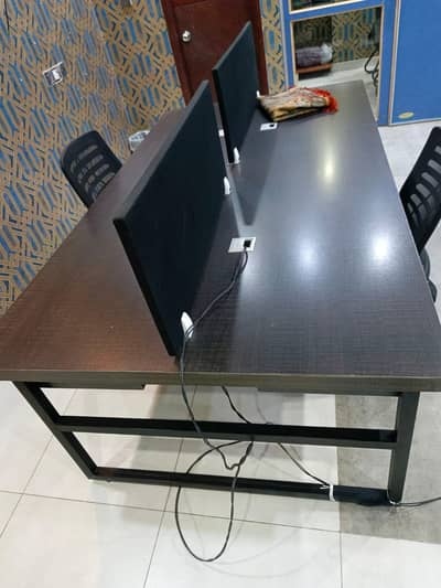 Office Tables (2 Units) – 4-Seater Workstations with Electric Ports