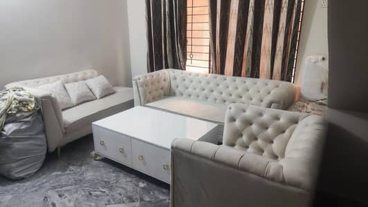 full white sofa set with table 3+2+1
