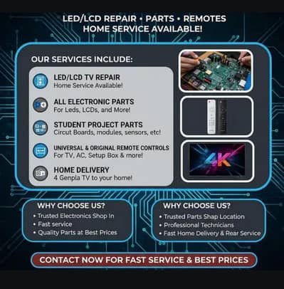 REPAIRING SERVICES FOR LCD/LED/PLASMA TV