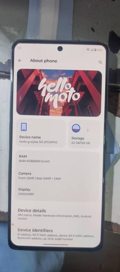 Moto g stylus 5g 8 128 urgent sale