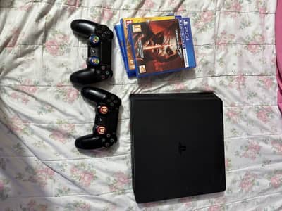 PS 4 Slim 500 GB with 2 Controllers [1 Original and 1 Copy] + 3 Games