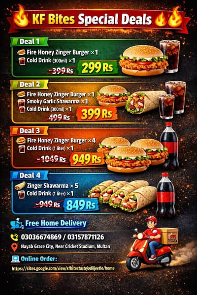 KF Bites – Fresh Zinger, Shawarma & More – Free Delivery 20 min!