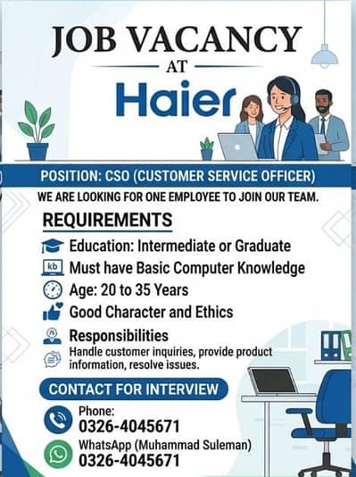 Hiring Job as a costmer service officer