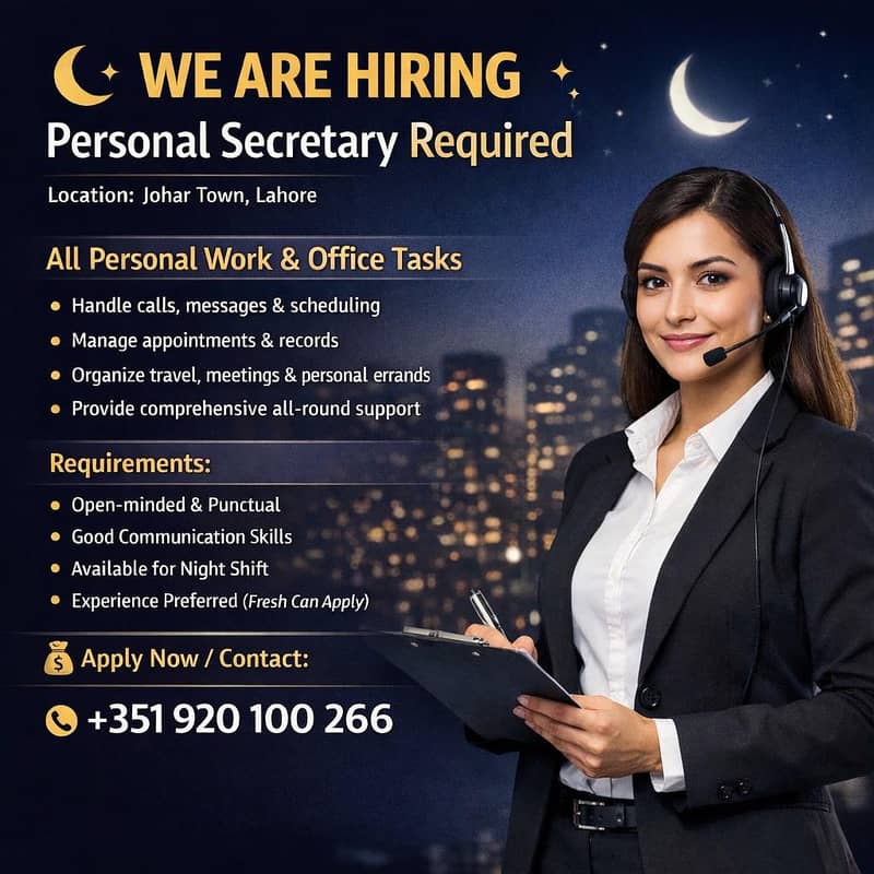 female Assistant required CEO post - Other Jobs - 1112592551