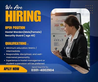 Hostel Warden Required  Male & Female (Jobs)