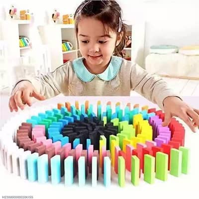 Premium Quality Wooden Domino Blocks Set (100 Pieces)