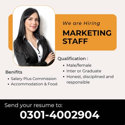 We Need Marketing Staff for Hostels & Restaurant ( Male & Female)