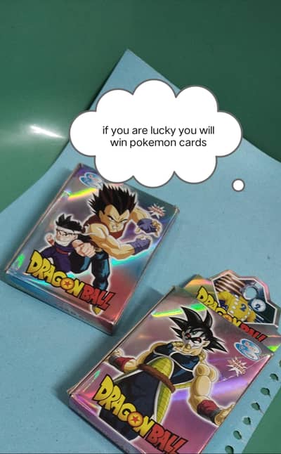 it is a dragon ball cards if you are lucky you will win pokemon cards
