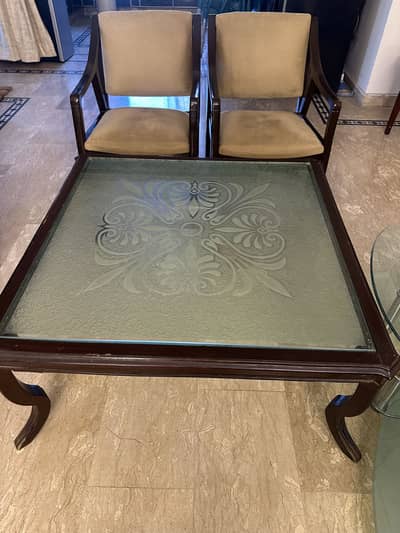 Pure Wooden Sofa Chairs and Center Table