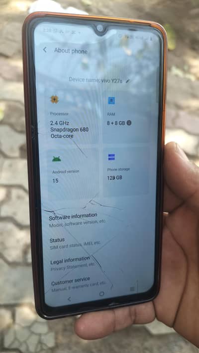 Vivo y27s 8gb ram 128rom