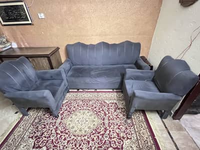 Grey velvet five seater sofa set